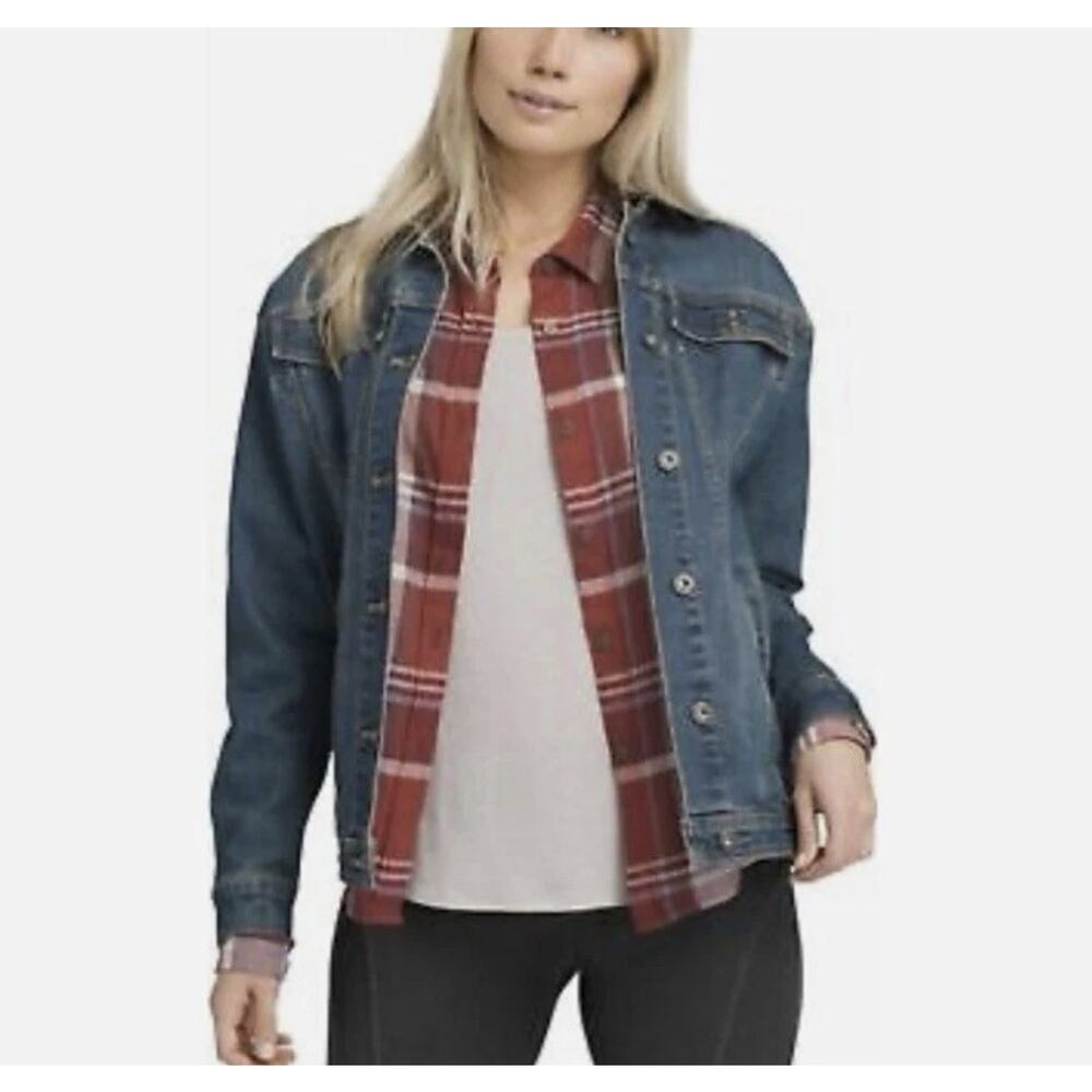 Prana Women's Detra Blue Denim Jean Jacket Size Small Oversized Organic Cotton - Picture 3 of 10